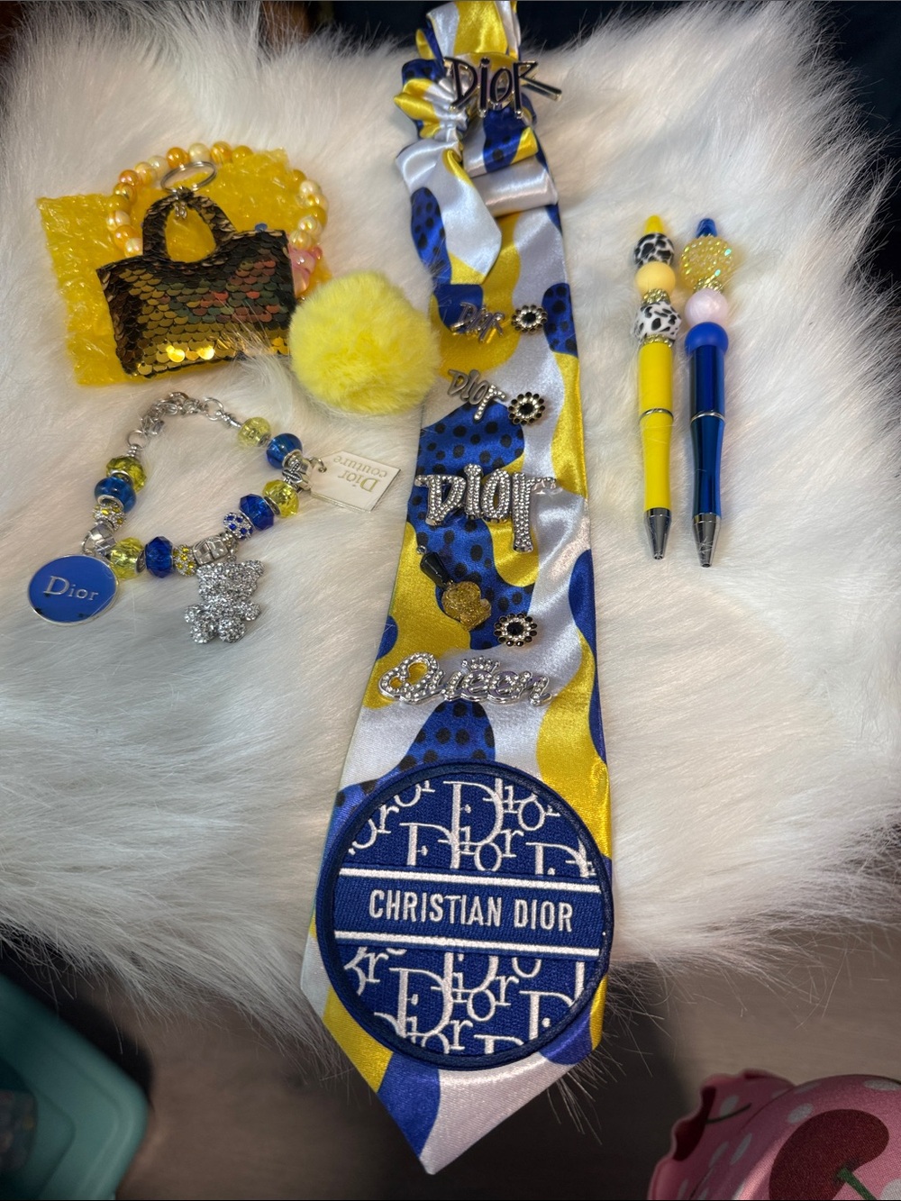 Dior  Junk Yellow & Blue Silk Tie  Accessory